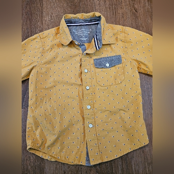 3T Boy PD & C Peached Poplin Button Up Yellow w Print - Picture 3 of 11